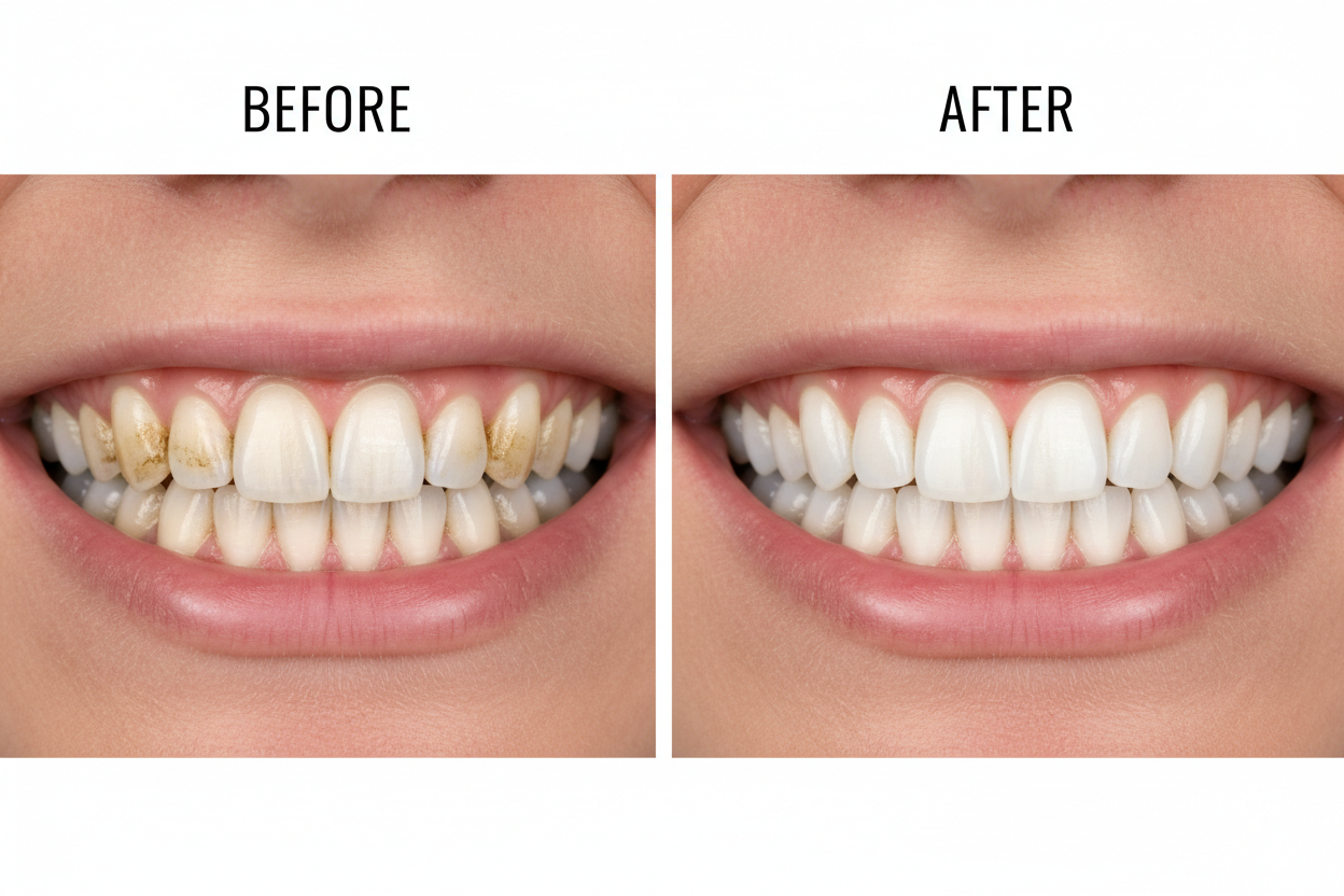 a before and after coffee stained teeth - to white teeh
